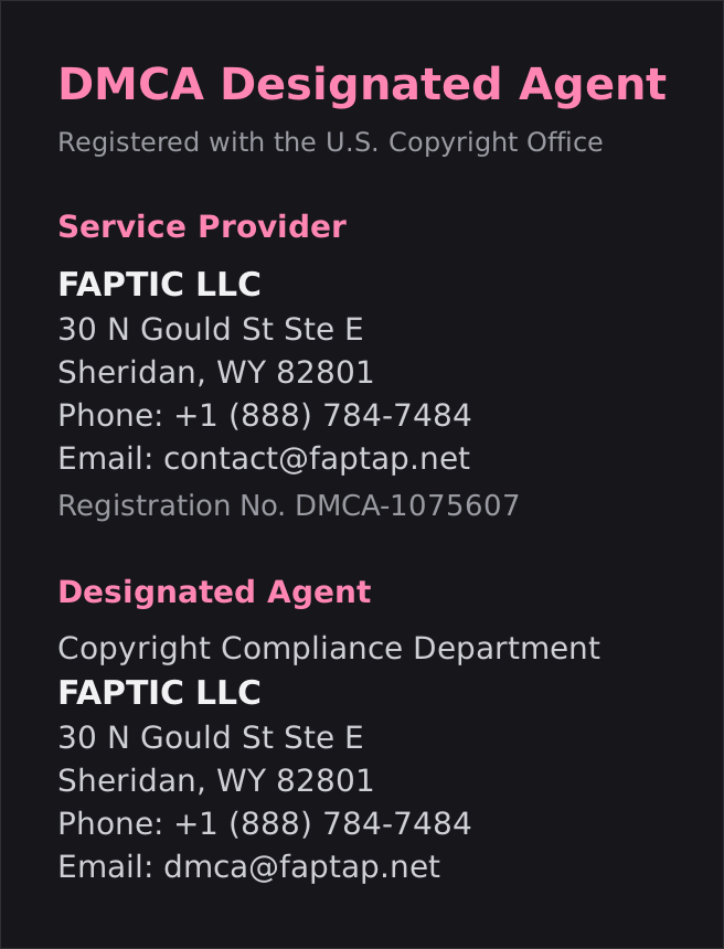 DMCA designated agent contact details for our registered service provider